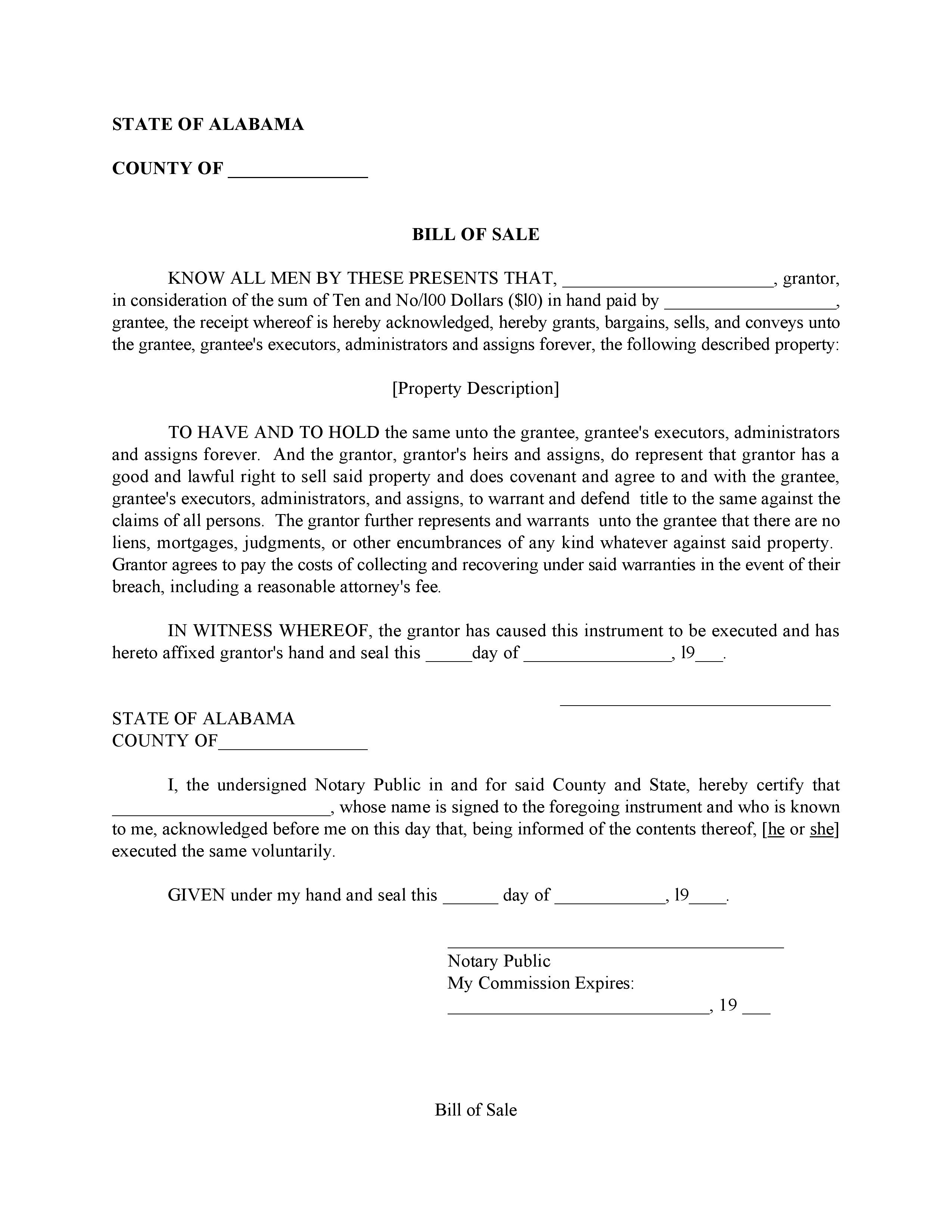 free alabama bill of sale form pdf word do it yourself forms