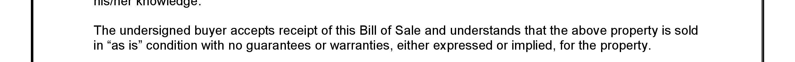 Blank Bill of Sale Form