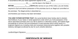Blank Notice to Quit - Illegal Activity Form