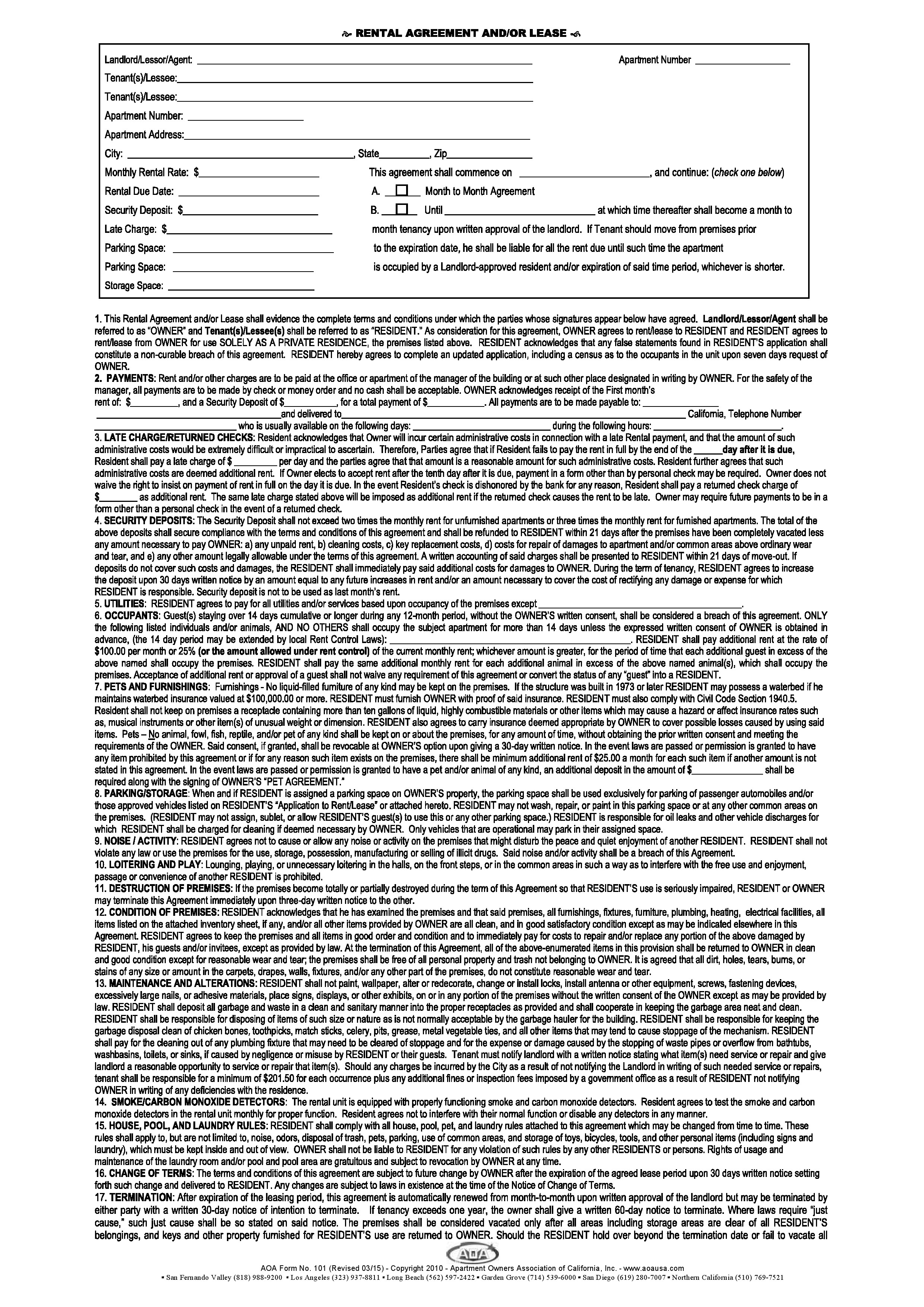 form contract disclosure Free California Word   Do   Rental Lease Agreement  PDF