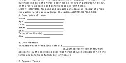 Horse Bill of Sale Form