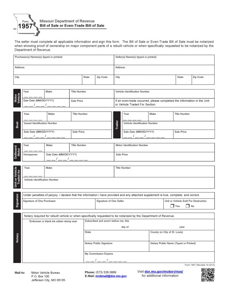 Missouri Bill of Sale