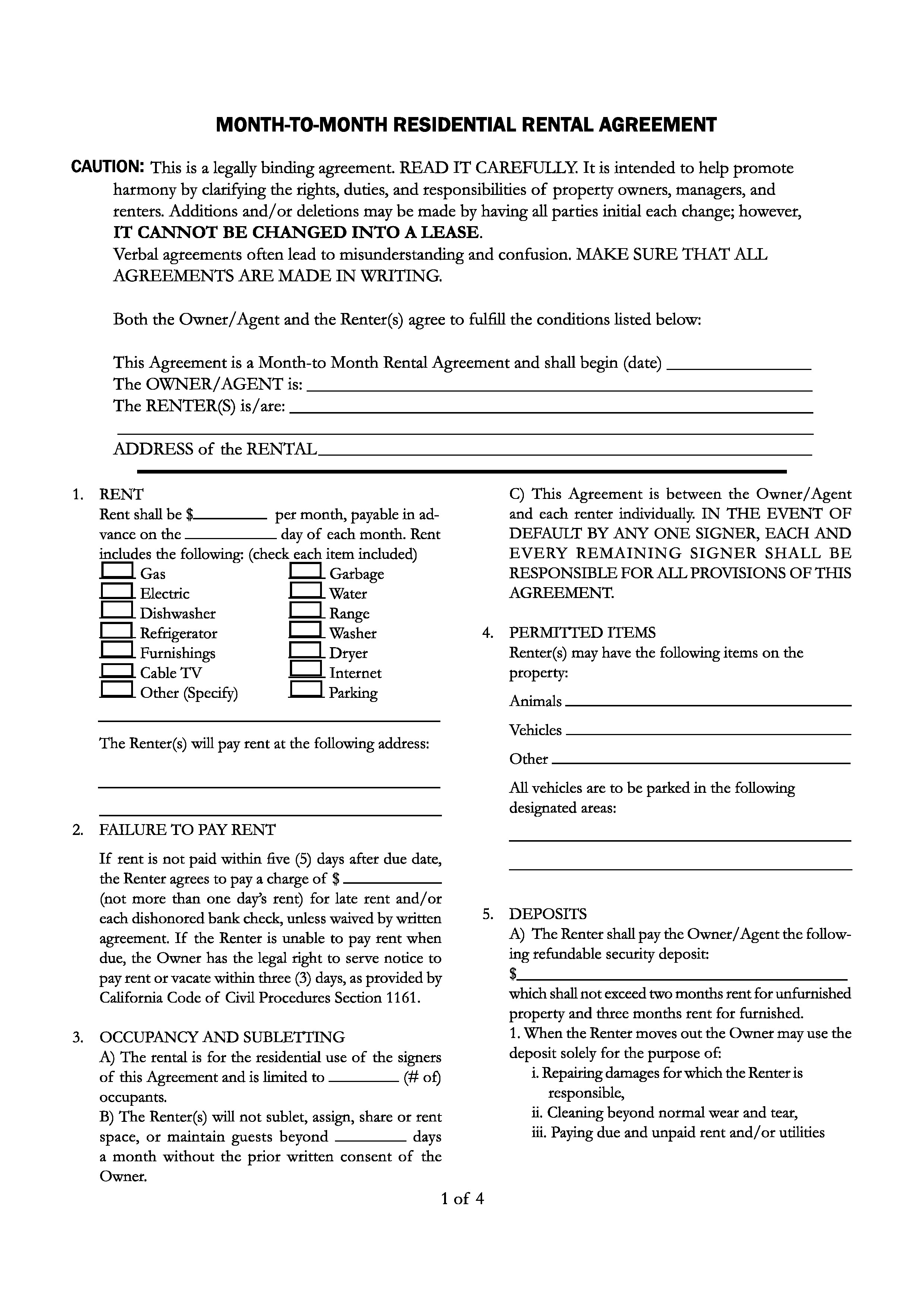 printable lease agreement