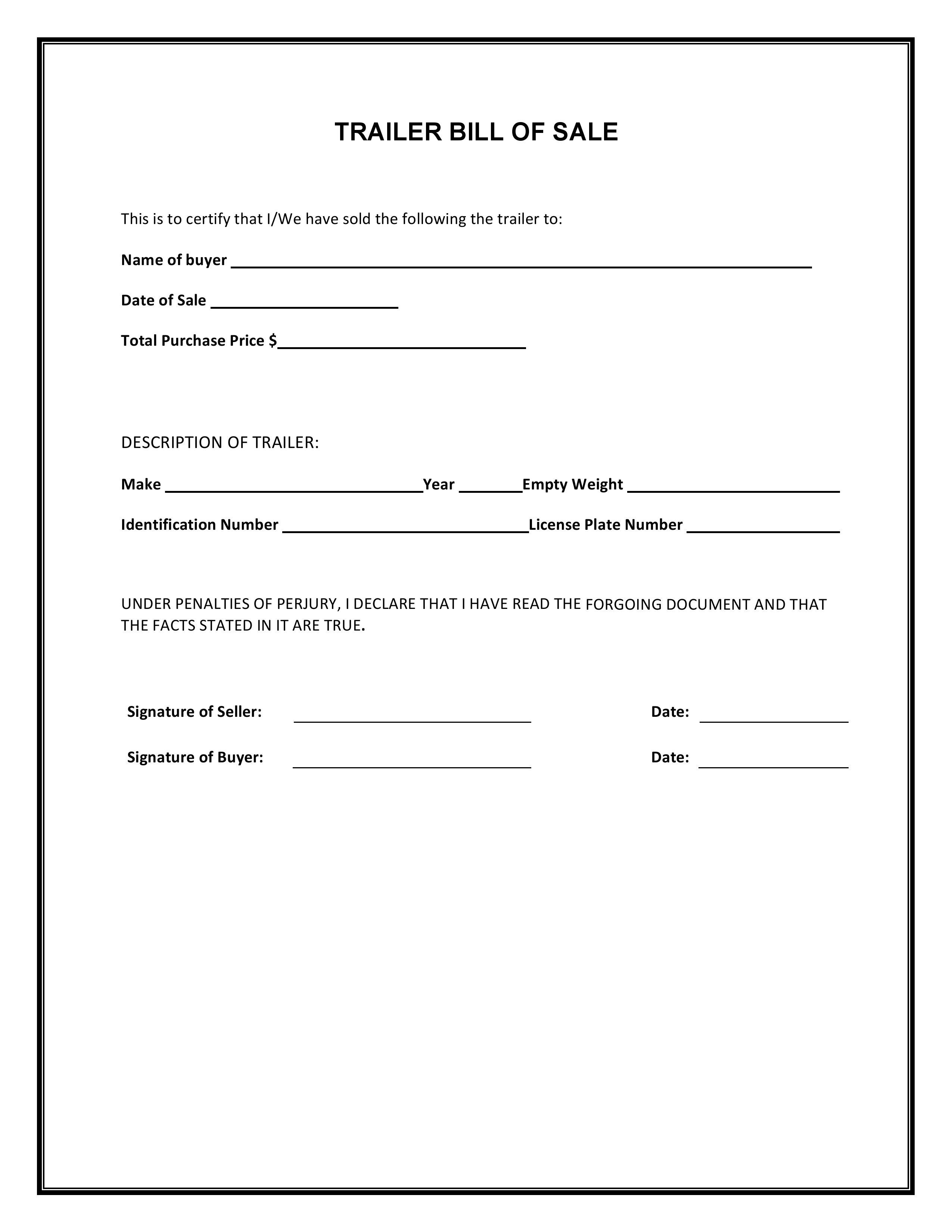 free trailer bill of sale form pdf word do it